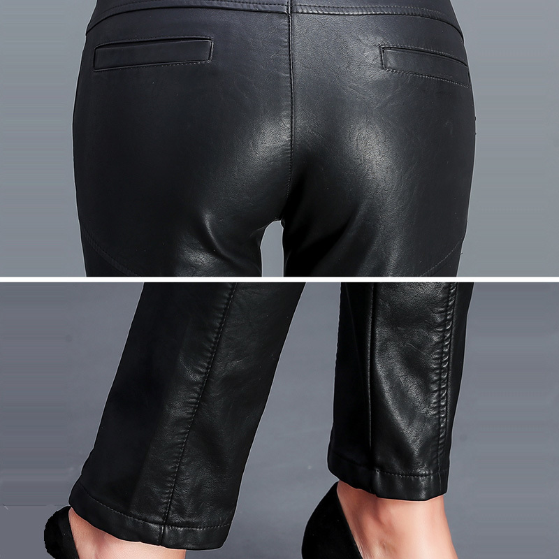 PU Leather Mid Waist Pant Sexy Hip Fashion Autumn Winter Pencil Eco-Leather Trousers Pantalon Femme 220325