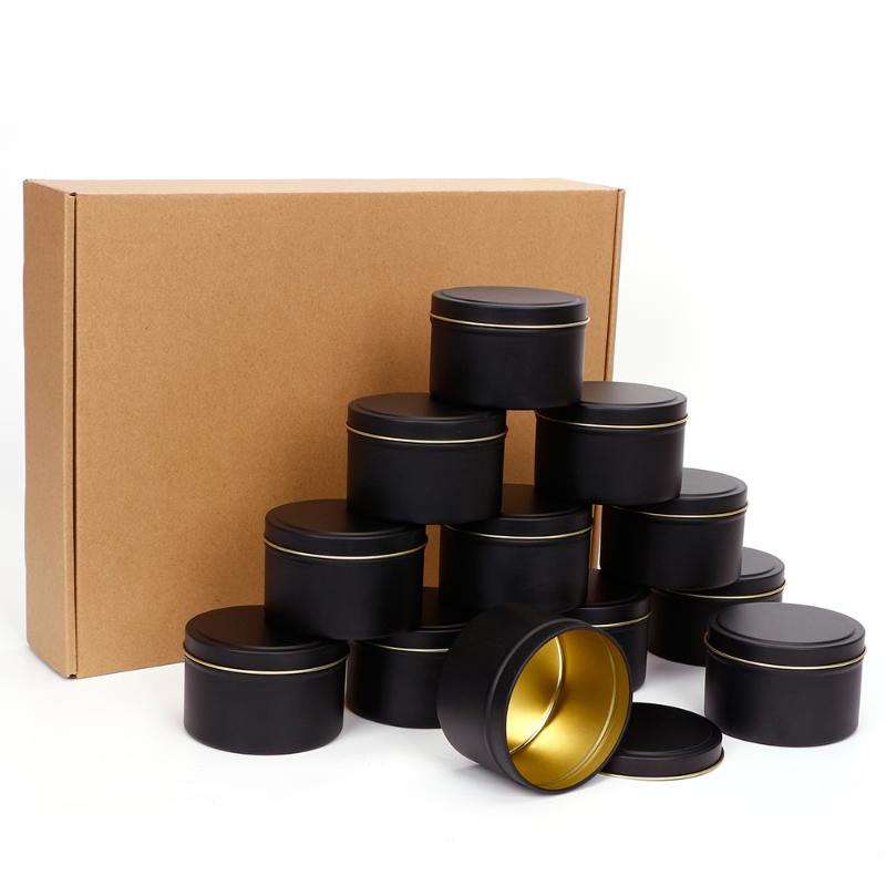 Storage Boxes Bins 4oz Luxury Round Black Candle Jars With Lid Bulk Container Tins Empty Box For DIY Salves Skin Care Beauty Sam2852972