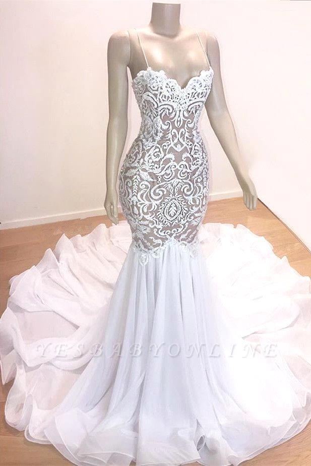 Simple Designed Lace Mermaid Wedding Dresses Sexy Backless Spaghetti Straps Illusion Lace Appliques Bridal Gowns Summer Garden Boho Vestidos BC12644 0