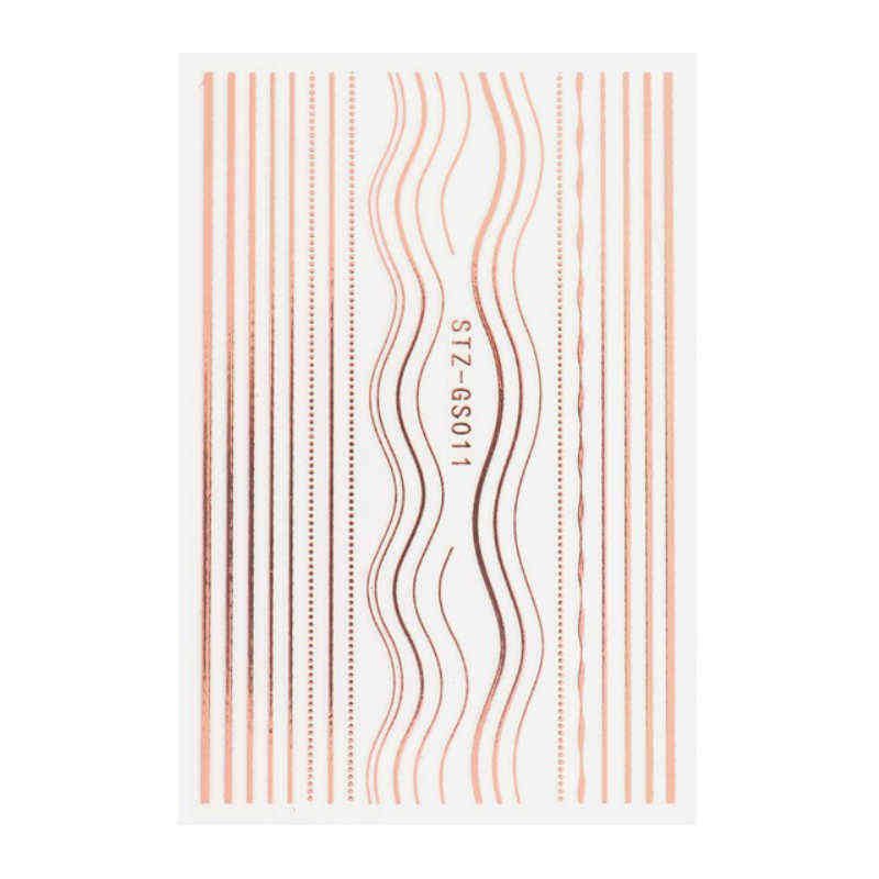 Nail Gel Toy 3d Lines Stickers Diy Rose Gold Metal Stripe Letters Decals Curve Art Sliders Self Adhesive Decorations Manicure 0328