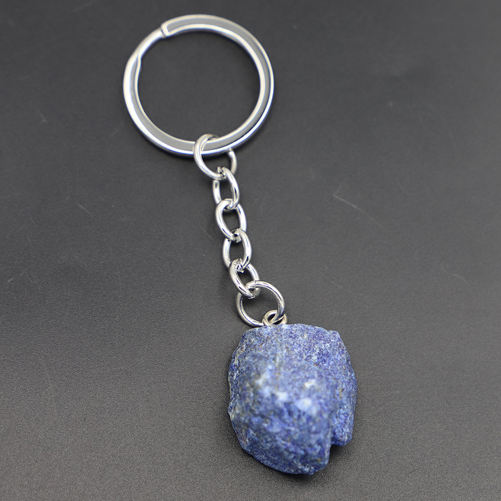 Natural Raw Ore Keychain key ring Gem Quartz Fluorite Citrine Amethyst Irregular Stone Pendants Charms DIY Jewelry Making Accessorie