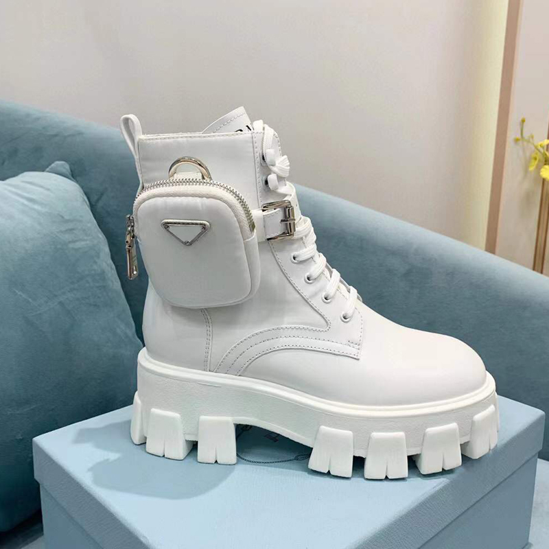 high quality Calfskin Nylon pouch Ankle Combat Boots platform Wedges lace-up round Toe block heels Flat booties chunky luxury designer for women fac White boots
high quality Calfskin Nylon pouch Ankle Combat Boots platform Wedges lace-up round Toe block heels Flat booties chunky luxury designer for women fac White boots