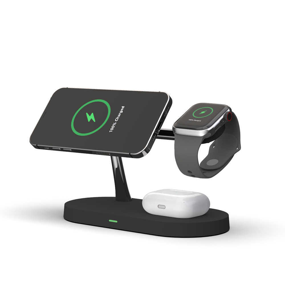 15W Fast Charging Stand 5 In 1 Magnetic Wireless Charger Station For IPhone 12 Pro Max Airpods Apple Watch 6 SE 4 3 2 Magnet Charg