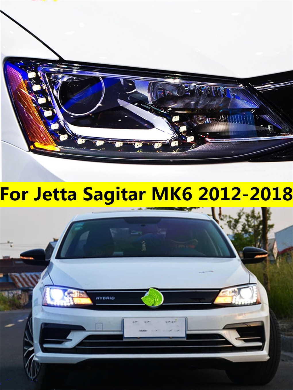 Head Lamp Assemnly For Jetta Sagitar MK6 LED Headlight 2012-18 MK6 DRL Turn Signal High Beam Angel Eye Projector