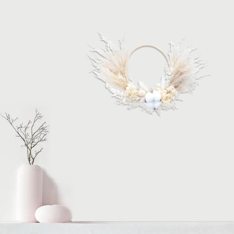 Decorative Flowers Wreaths Natural Pampas Dried Flower Wreath For Home Decor Boho Grass Phragmites Garland Autum Wedding Decorat6584458