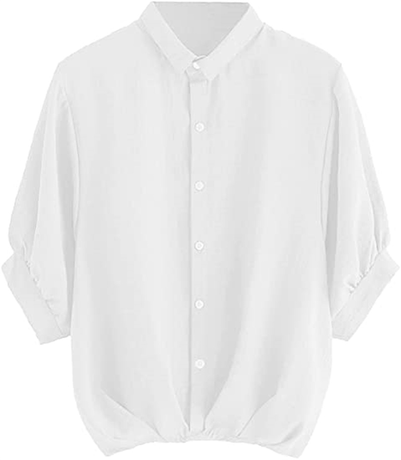 Women's Tops & Tees collar lantern short-sleeve pleated hem buttoned work shirt jacket, Photo color
Women's Tops & Tees collar lantern short-sleeve pleated hem buttoned work shirt jacket, Photo color