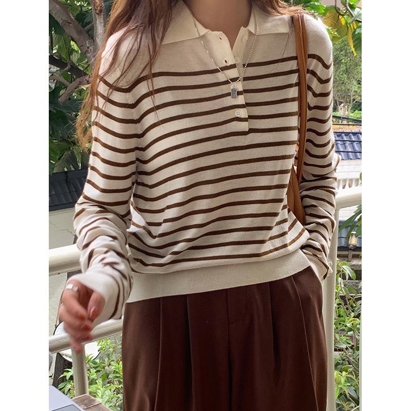 Women's Sweaters 2022 Fall Style Striped Lapel Sweater Casual Button Pullover Long-sleeved Women, White;black
Women's Sweaters 2022 Fall Style Striped Lapel Sweater Casual Button Pullover Long-sleeved Women, White;black