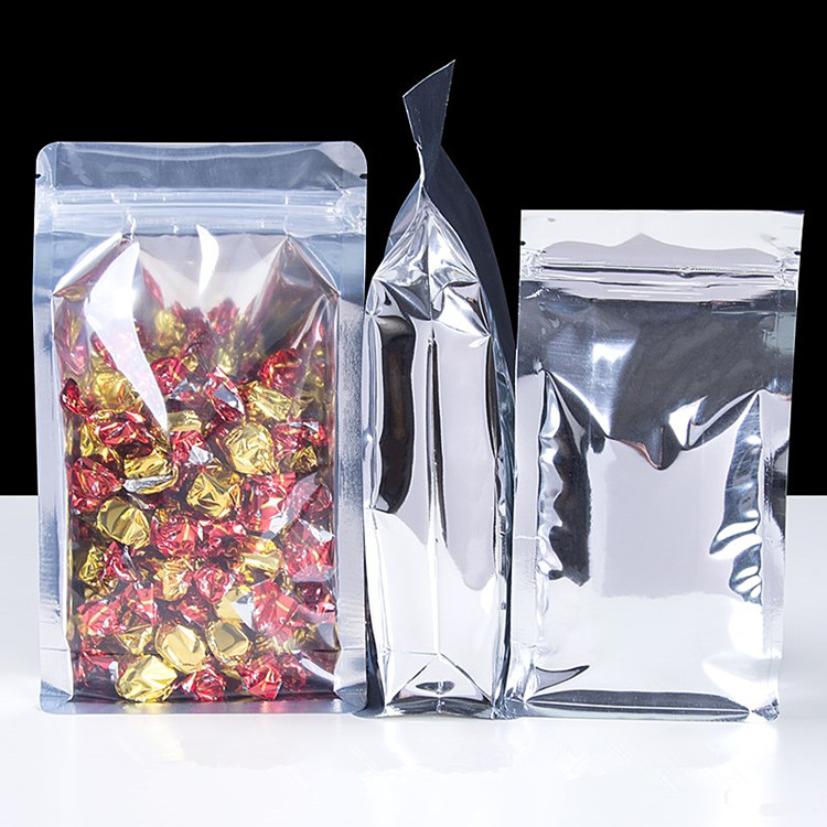 100pcs 3D Clear Front Stand up Packaging Bag Aluminum Foil Ground Coffee Beans Seeds Snack Rice Cereals Wedding Party Gifts Heat Sealing Storage Pouch