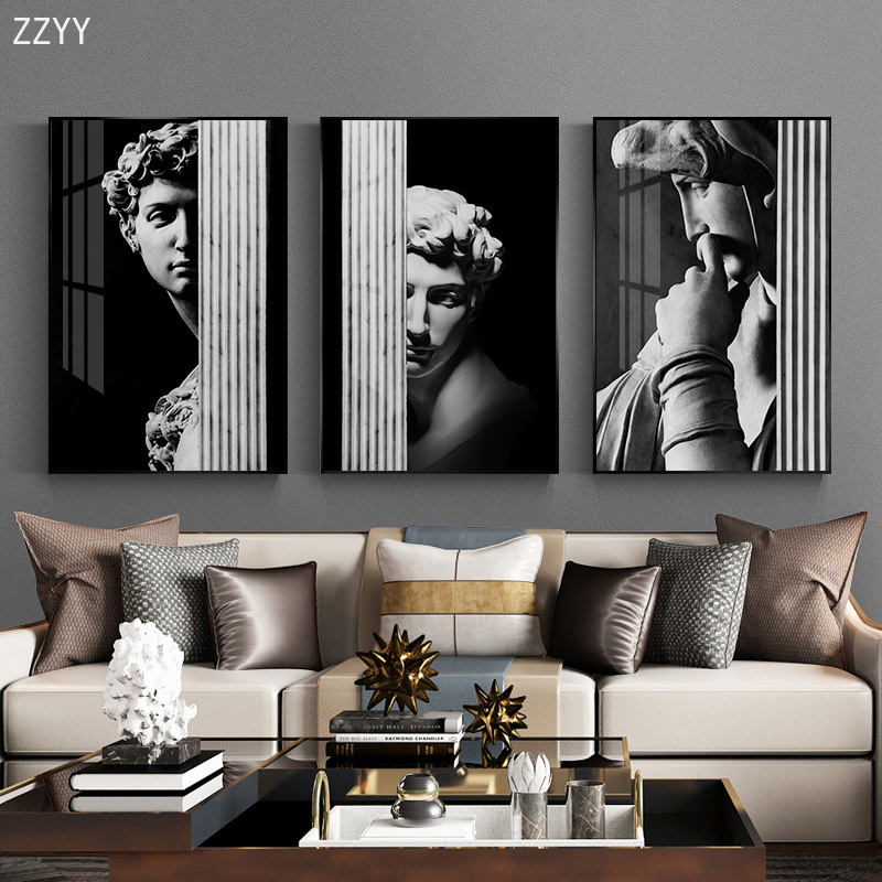 Black and White Character David Plaster Sculpture Art Canvas Painting on The Wall Retro Rome Portrait Posters Prints Wall Art
Black and White Character David Plaster Sculpture Art Canvas Painting on The Wall Retro Rome Portrait Posters Prints Wall Art