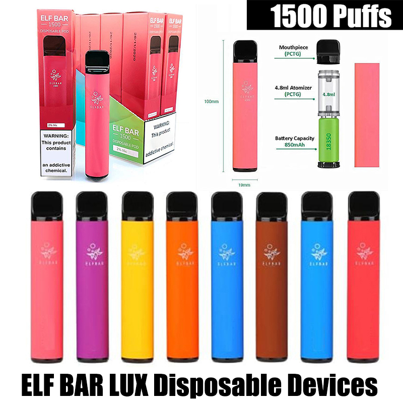 Elf Bar 1500 Puffs disposable Electronic Cigarettes 850mAh battery 4.8ml Prefilled Cartridges Vape Pod 2% Vaporizers Devices
Elf Bar 1500 Puffs disposable Electronic Cigarettes 850mAh battery 4.8ml Prefilled Cartridges Vape Pod 2% Vaporizers Devices