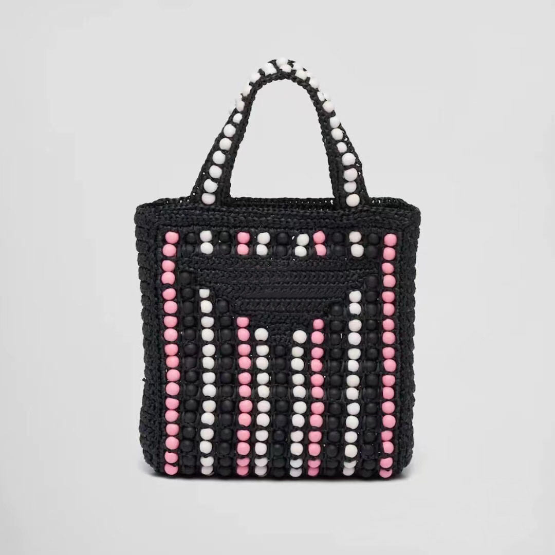 Top quality luxury tote bags women super fashion RaffiaS fibeESr colorful wooden balls weave milanoS handbag high-end designer Small shopping bags purse, Black
Top quality luxury tote bags women super fashion RaffiaS fibeESr colorful wooden balls weave milanoS handbag high-end designer Small shopping bags purse, Black