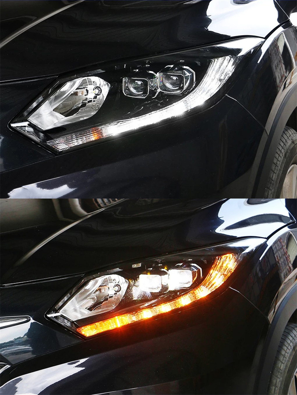 Car Headlights for Honda HR-V 20 15-20 19 Vezel High Beam Lens LED Headlight Daily Running Lights