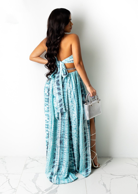 INS test Women Sexy Floral Print Summer Dresses Bohemian Style Halter Sleeveless Backless High Waist Split Ankle-length Dress 220426
