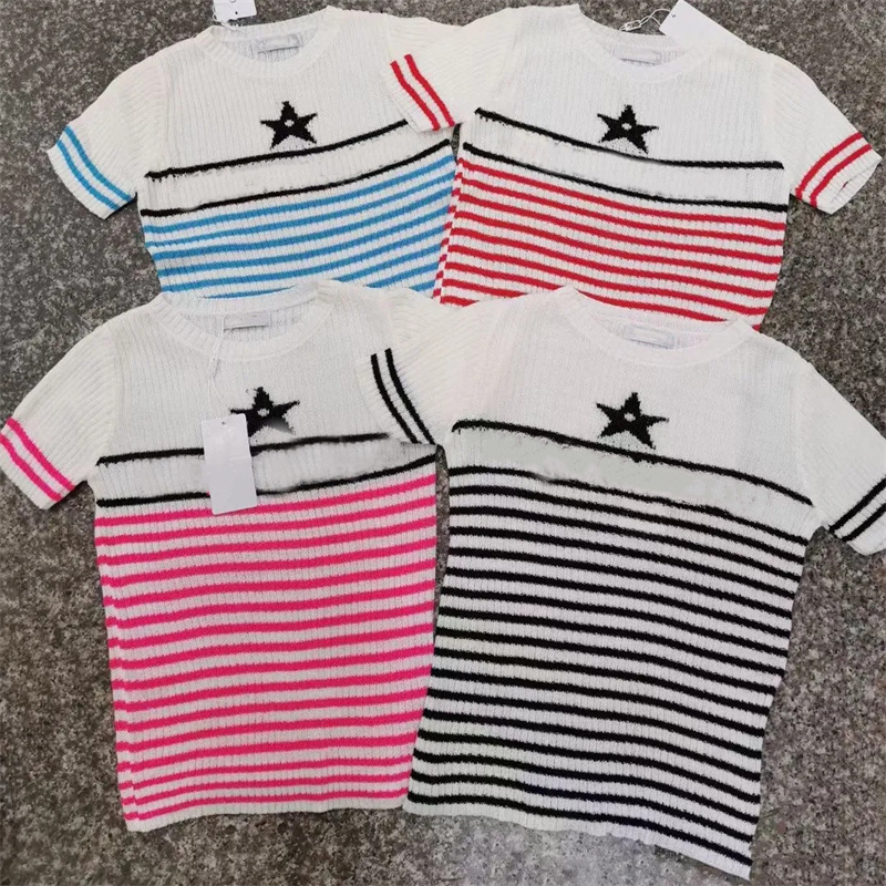 Women' Knits Round collar Tees Stripe Star Short-sleeved Blouse Top Shirt Women Sweater, Extra shipping cost
Women' Knits Round collar Tees Stripe Star Short-sleeved Blouse Top Shirt Women Sweater, Extra shipping cost
