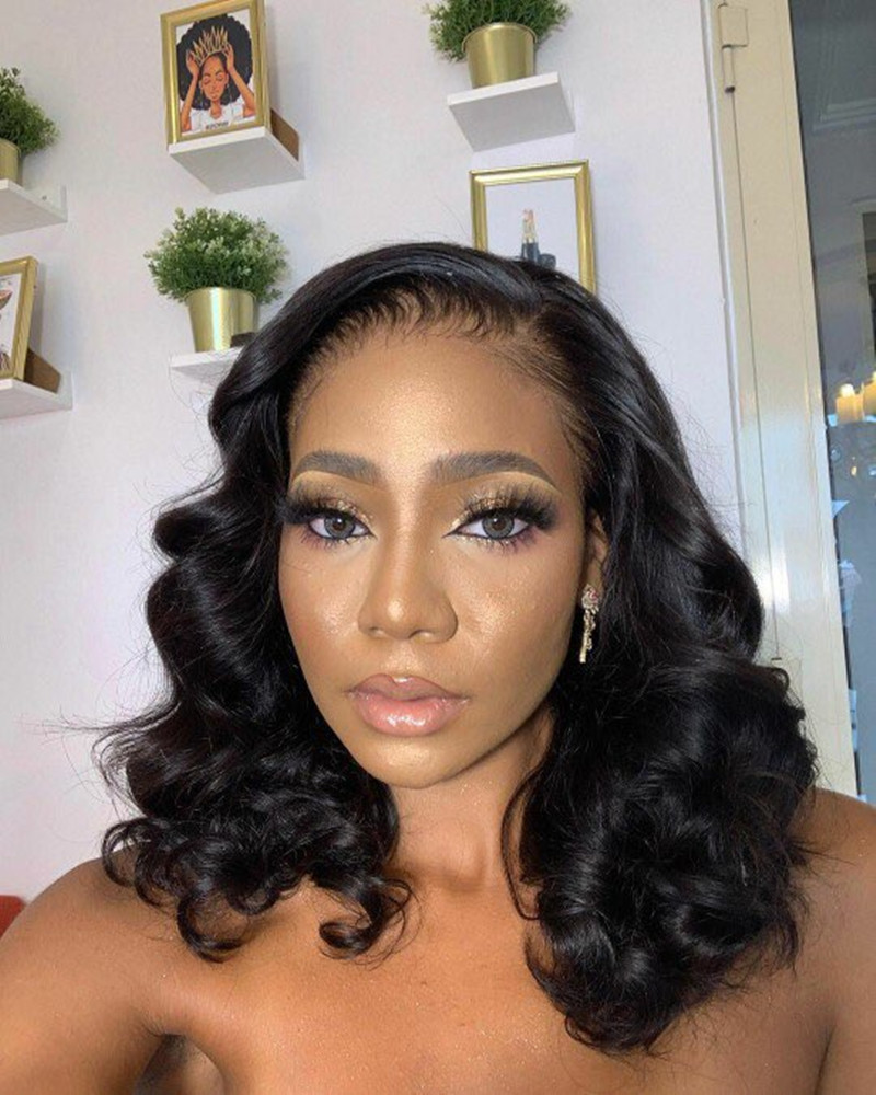 Human Hair Wigs Short Bob Wig For Black Women Brazilian Pre Plucked With Baby Hair Body Wave
