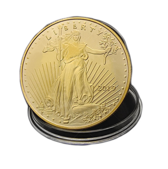 10pcs Arts and Crafts American Goddess Gold Plated Coin Liberty Eagles Anniversary Souvenir Metal