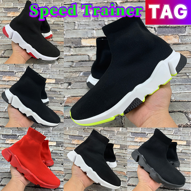 2022 Fashion Speed Trainer Paris Mens Casual Shoes Triple Black White Green red Breathable Platform Slip-on Men Women Designer Sneakers Trainers, #2-triple black 2019