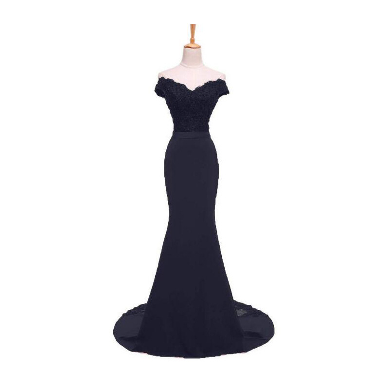 New Real Picture Mermaid Evening Dress 2022 Beaded Slim Satin Long Prom Dresses With Appliques Off Shoulder Engagement Guest Dress Elegant Women Forma