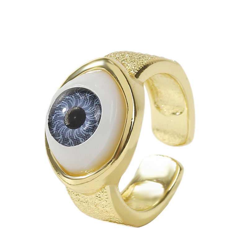 Trend Electroplating Gold Color Preservation Glass Eyes Open Jane European Personality Fashion Ring Female Jewelry CX220318