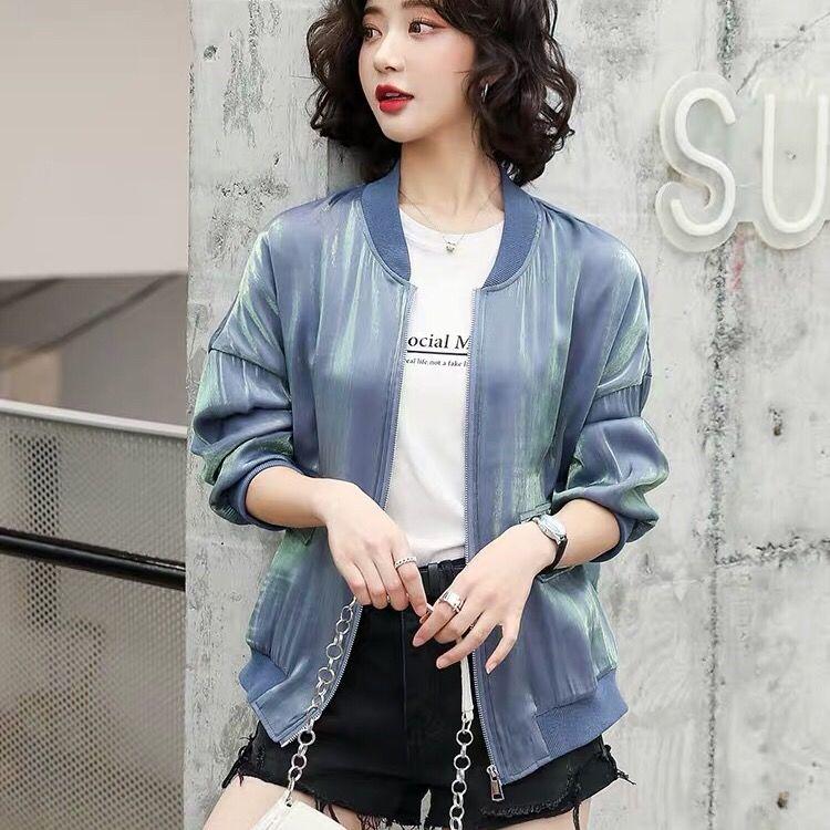 Women's Jackets Women Spring Summer Long Sleeve Bomber Jacket Female Baseball Uniform Sunscreen Coats Ladies Short Solid S245Women's, Blue
Women's Jackets Women Spring Summer Long Sleeve Bomber Jacket Female Baseball Uniform Sunscreen Coats Ladies Short Solid S245Women's, Blue