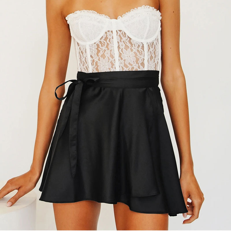 Women High Waisted Summer Short Skirt Solid Purple Satin Silk Elegant Ladies Office Skirts Midi Spring clothes Vintage punk 220322