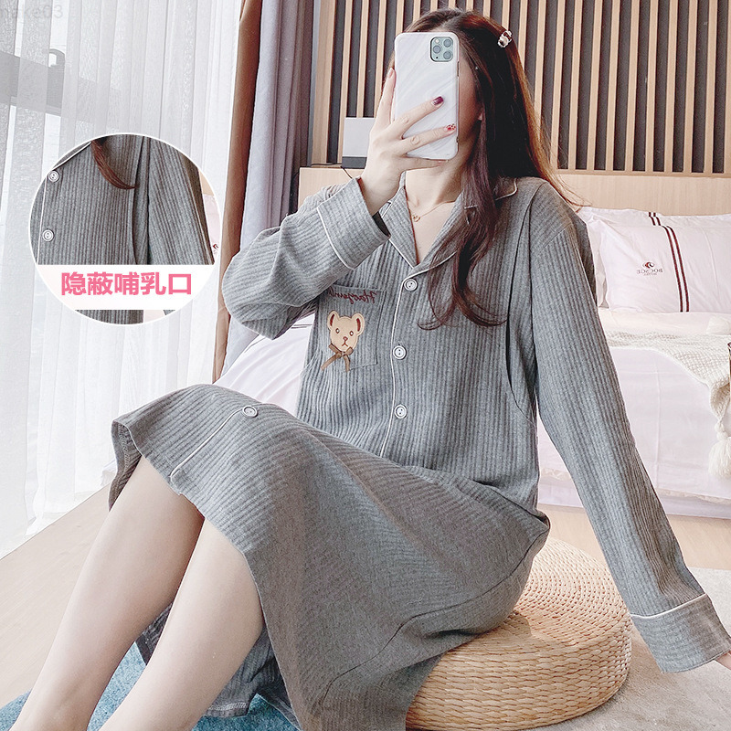 Sleep Lounge Cotton Maternity wear Pajama Nursing Dresses L J220823