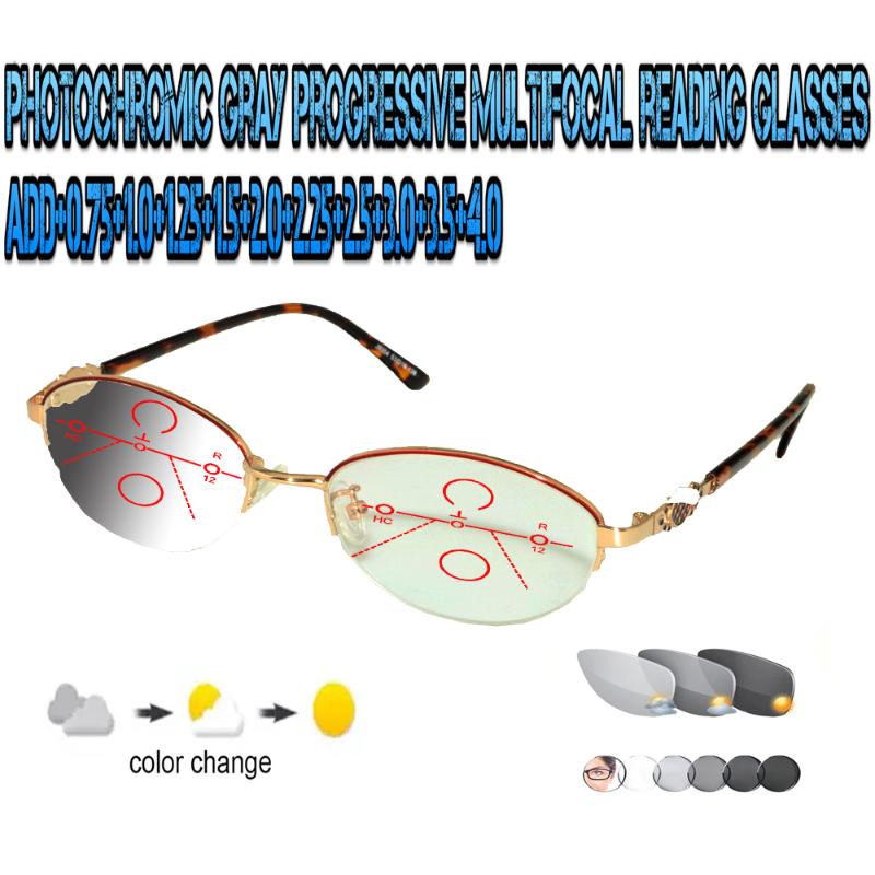 Sunglasses Pochromic Gray Progressive Multifocal Reading Glasses Oval Luxury For Ladies Women Halfrim Frame Tr90 +0.75 To+4.0
Sunglasses Pochromic Gray Progressive Multifocal Reading Glasses Oval Luxury For Ladies Women Halfrim Frame Tr90 +0.75 To+4.0