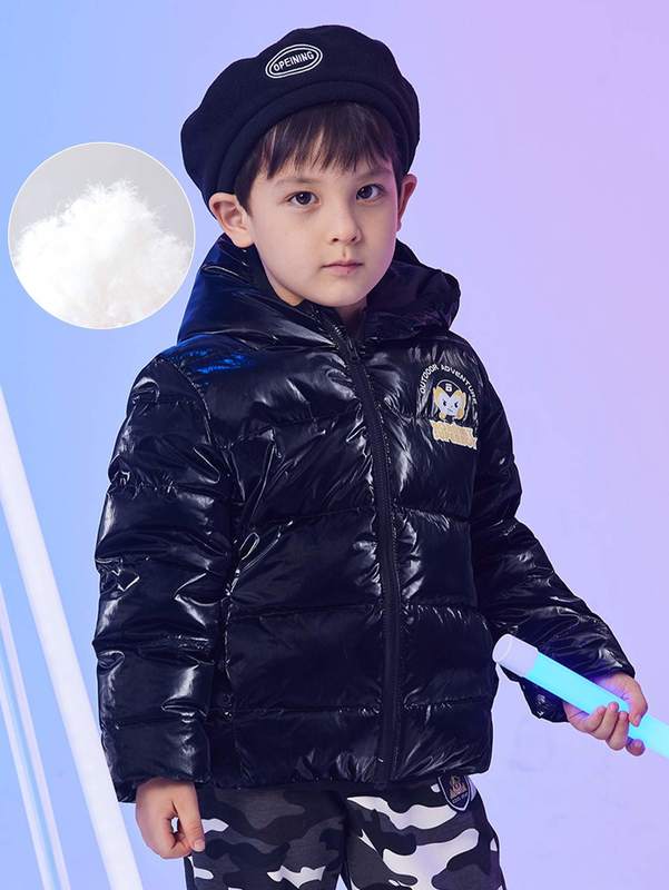 Toddler Boys Cartoon & Letter Graphic Hooded Down Coat SHE
