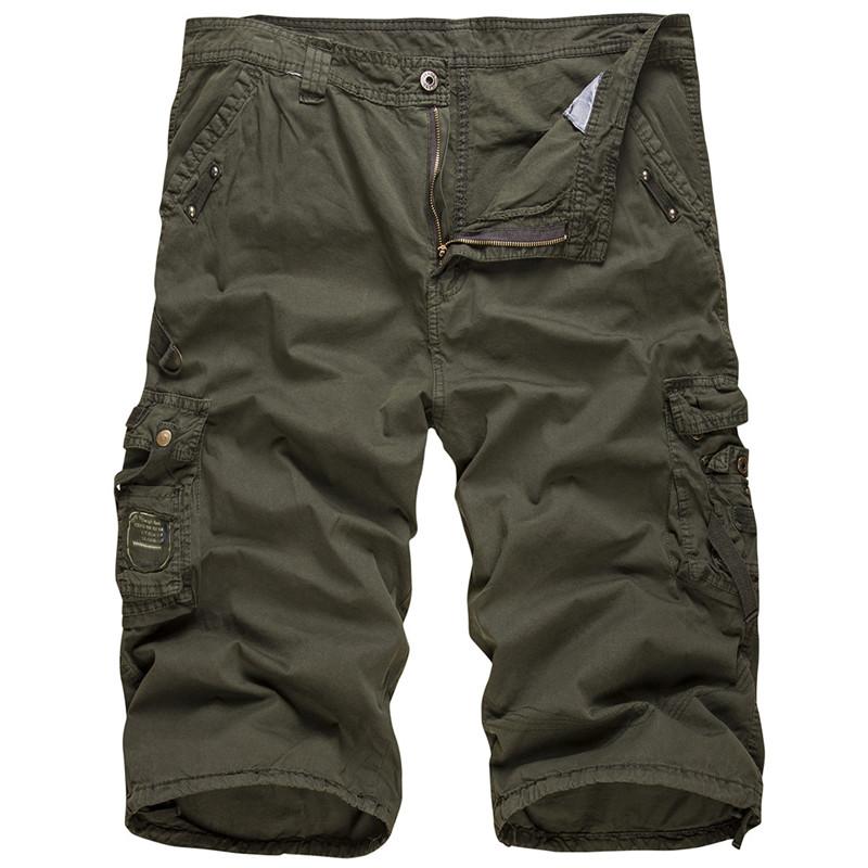 Men's Shorts EL BARCO Summer Men Casual Cotton Camouflage Yellow Red Male Cargo Black Khaki Army-green Knee-Length Trousers
