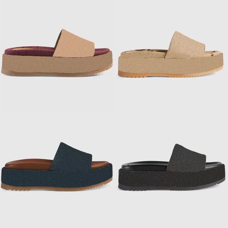 2020 high quality new women's classic slippers luxury designer shoes canvas rubber non slip soled sandals leisure fashion beach slippers, Box