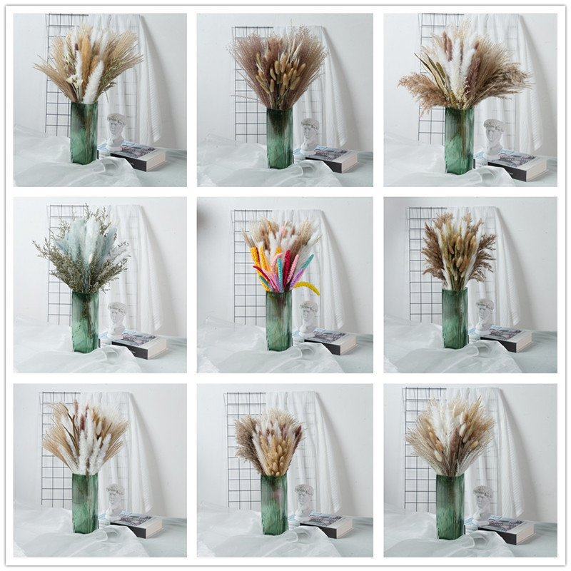 80PCS Natural Dried Flowers Pampa Grass Bouquet Boho Home Decor PhragmitesWedding Ramadan Decoration Mariage Flores Secas2312093