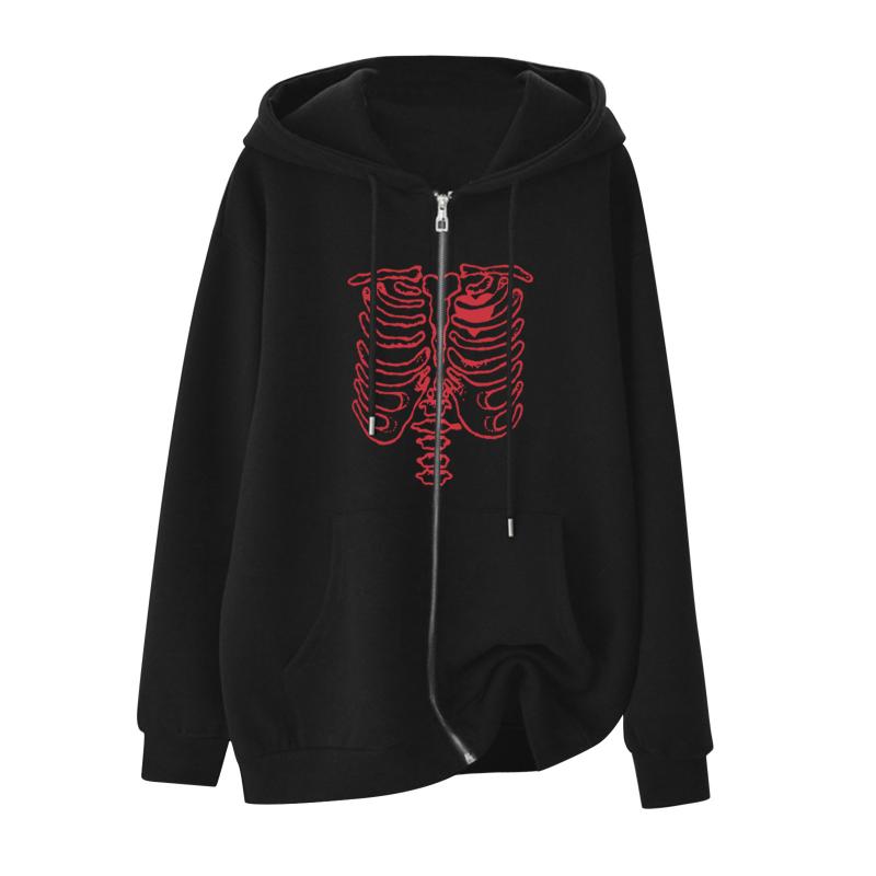 Women's Jackets Women Casual Gothic Sternum Print Zipper Pocket Long Sleeve Hoodie With Drawstring Teen Girls Coat StreetwearWomen's, Black
Women's Jackets Women Casual Gothic Sternum Print Zipper Pocket Long Sleeve Hoodie With Drawstring Teen Girls Coat StreetwearWomen's, Black