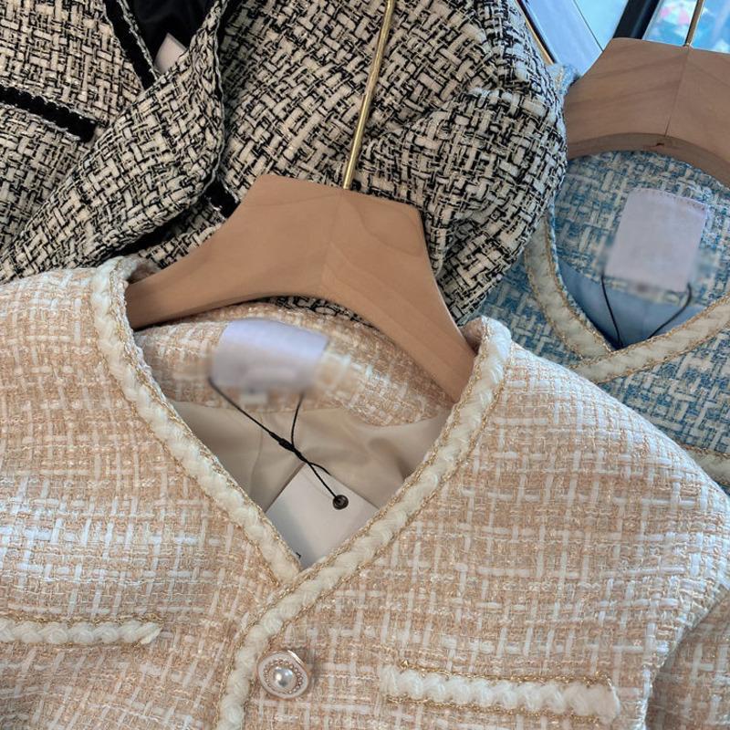 Womens Vintage Tweed Jacket Suit Blazer Coat Elegant Fashion Outwear Manteau Femme Feminino