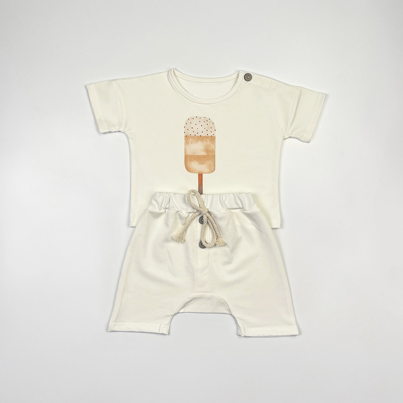 Summer Baby Boy Clothes Set Organic Cotton Ice Cream Tee Baby Girls Clothing Sets Children's T-shirt+Shorts Pants born Bebes 220509