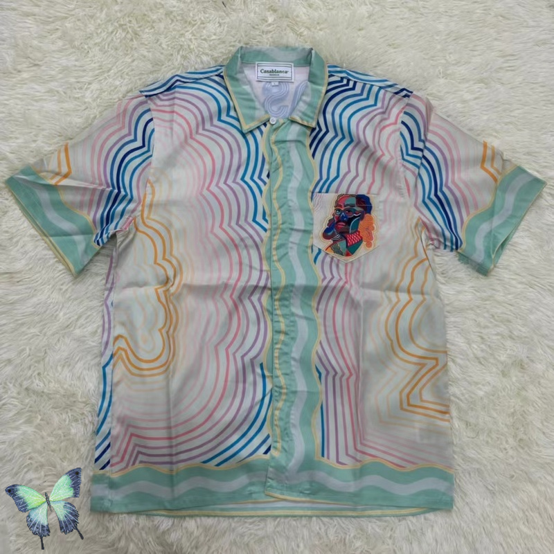 Gradient Hawaiian Short Sleeve Shirt Men's Casual Shirts