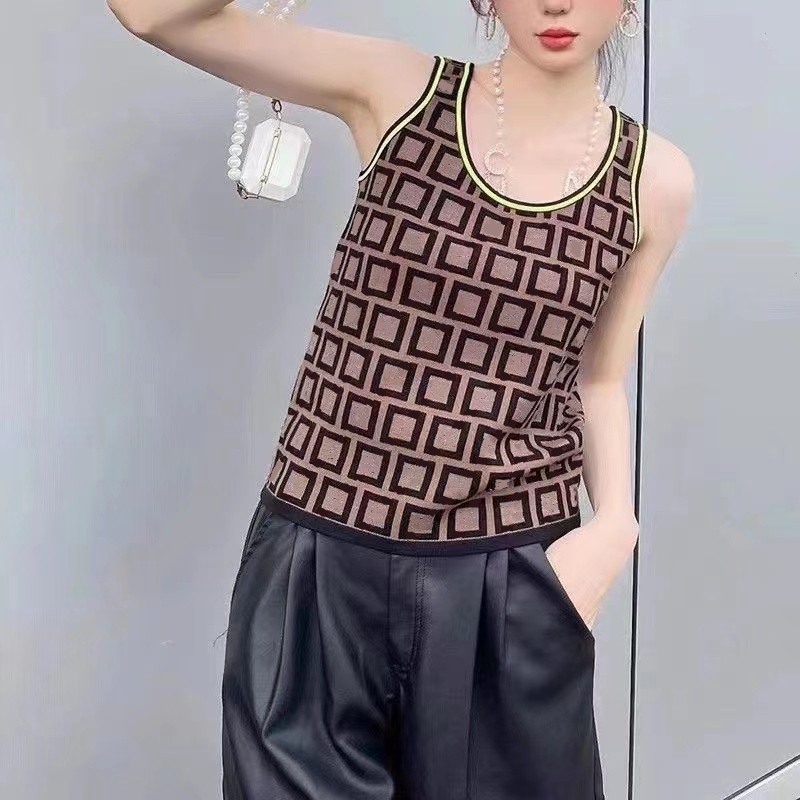 Fendy Knit Designer Retro U Neck Women' Tank Tops and Camisole Stylish Full F Letter Summer Trend, Green
Fendy Knit Designer Retro U Neck Women' Tank Tops and Camisole Stylish Full F Letter Summer Trend, Green