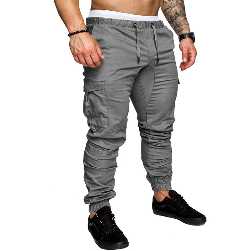 Mens Pants Fashion MultiPocket Overalls Sports Trousers Casual Fitness Drawstring Jogger Track 221007