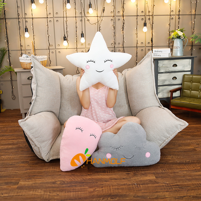 Plush Dolls Plush Sky Pillows Emotional Moon Star Cloud Shaped Pillow Pink White Grey Room Chair Decor Seat Cushion 220913