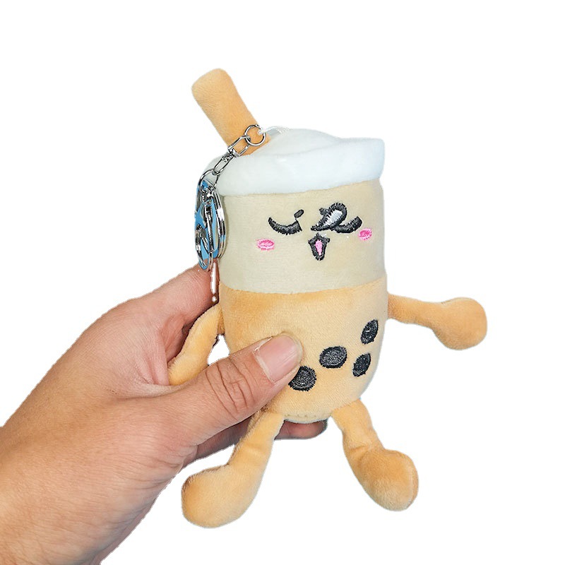 Cute Plush Toys Keychains Bubble Tea Cup Boba Pendant Key Chains Rings Cartoon Pearl Milk Drink Stuffed Doll Wallet Bag Charm Keyrings Kids Gifts Jewe