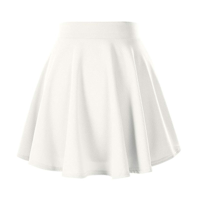 Women's Basic Versatile Stretchy Flared Casual Mini Skater Skirt sequin skirt Wine Red Black Short 220317