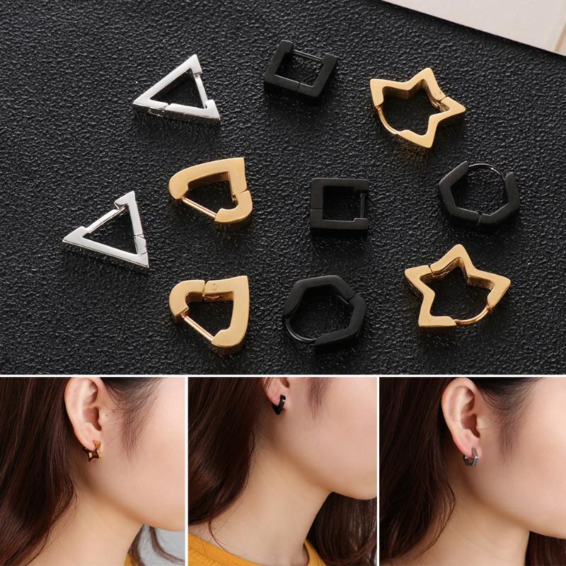 Hoop & Huggie Pair Gothic Punk Stainless Steel Stud Earrings Geometric Polygon/Hearriangle Piercing EarringsHoop
Hoop & Huggie Pair Gothic Punk Stainless Steel Stud Earrings Geometric Polygon/Hearriangle Piercing EarringsHoop
