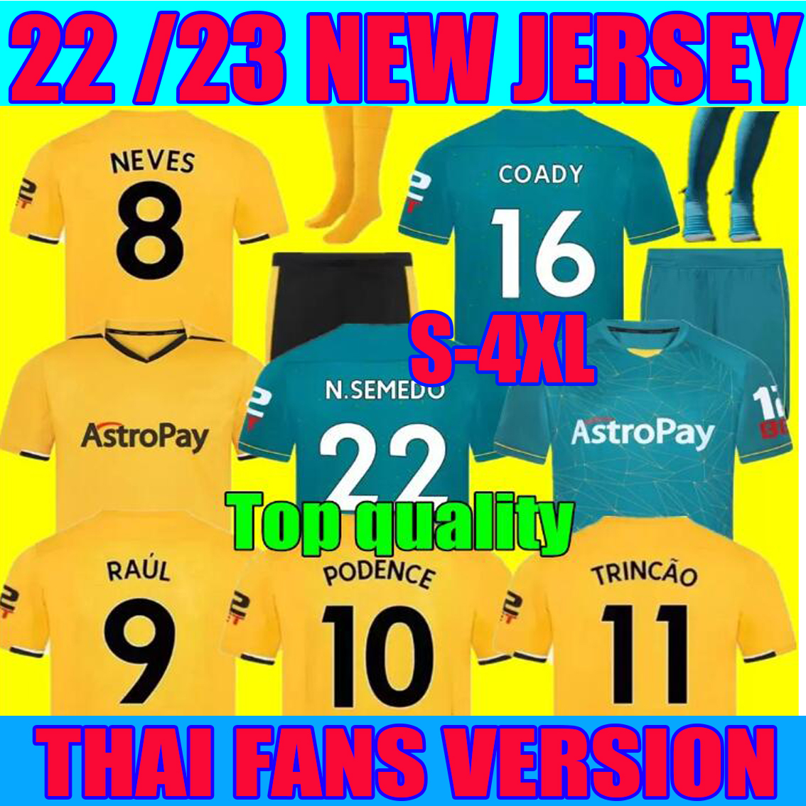 S-4XL 22 23 Wolves Soccer Jerseys RAUL SEMEDO NETO NEVES TRINCAO 2022 2023 Wanderers J OTTO PODENCE GIBBS HEE CHAN Wolverhampton Football Shirts Men Kit Kids uniform, Home 1
S-4XL 22 23 Wolves Soccer Jerseys RAUL SEMEDO NETO NEVES TRINCAO 2022 2023 Wanderers J OTTO PODENCE GIBBS HEE CHAN Wolverhampton Football Shirts Men Kit Kids uniform, Home 1
