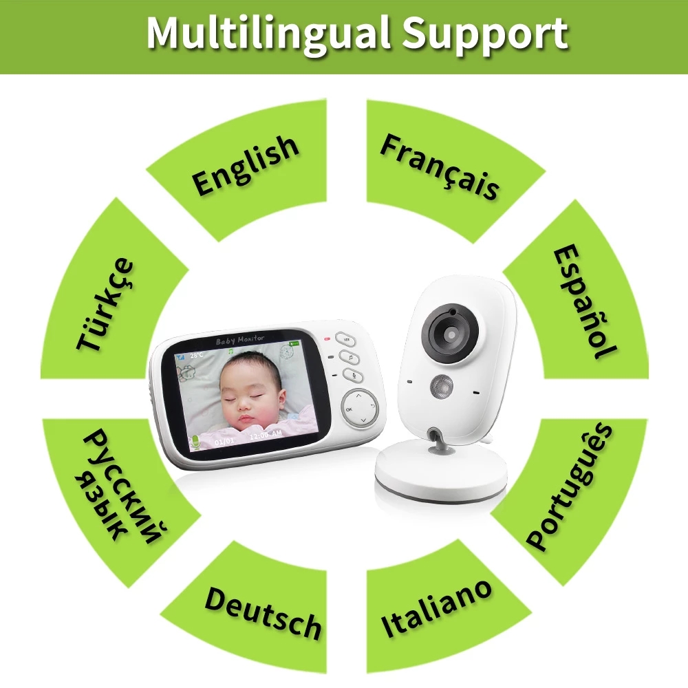 3.2 inch Wireless Video Color Baby Monitor portable Baby Nanny Security Camera IR LED Night Vision intercom