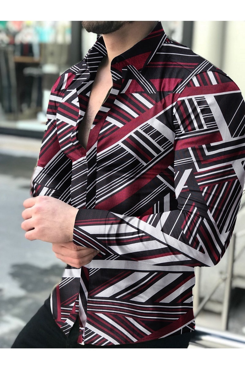 Camisas florales de manga larga Otoño para hombres camisas estampadas con flores corte lgado cami 220322