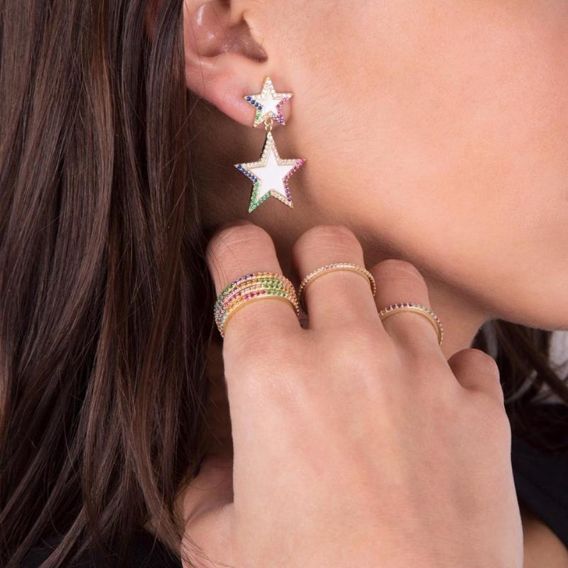 Dangle & Chandelier Trendy White Red Blue Enamel Rainbow Cz Sparking Star Earrings Gold Filled Women Fashion Charm Wedding JewelryDangle
Dangle & Chandelier Trendy White Red Blue Enamel Rainbow Cz Sparking Star Earrings Gold Filled Women Fashion Charm Wedding JewelryDangle