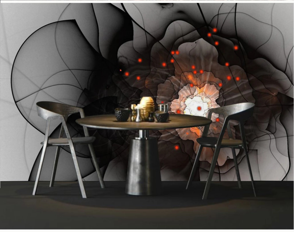 Customized wallpaper new Chinese style abstract peony TV background wall 8D/5D/3D wall covering