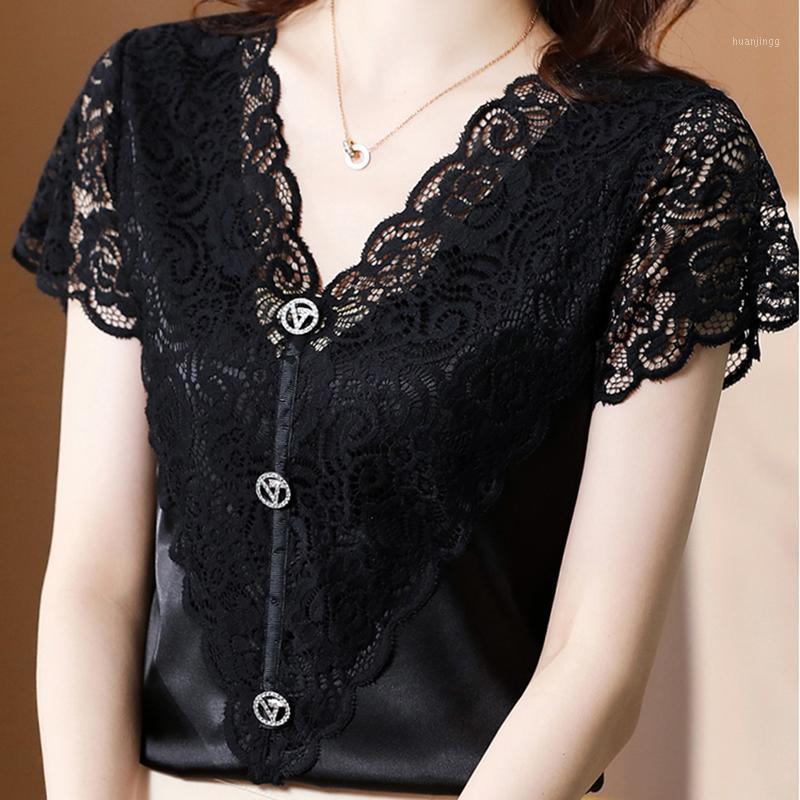 Women's Blouses & Shirts 2022 Summer Fashion V-neck Lace Sewing Short Sleeve Top Korean White Shirt Female, Black
Women's Blouses & Shirts 2022 Summer Fashion V-neck Lace Sewing Short Sleeve Top Korean White Shirt Female, Black