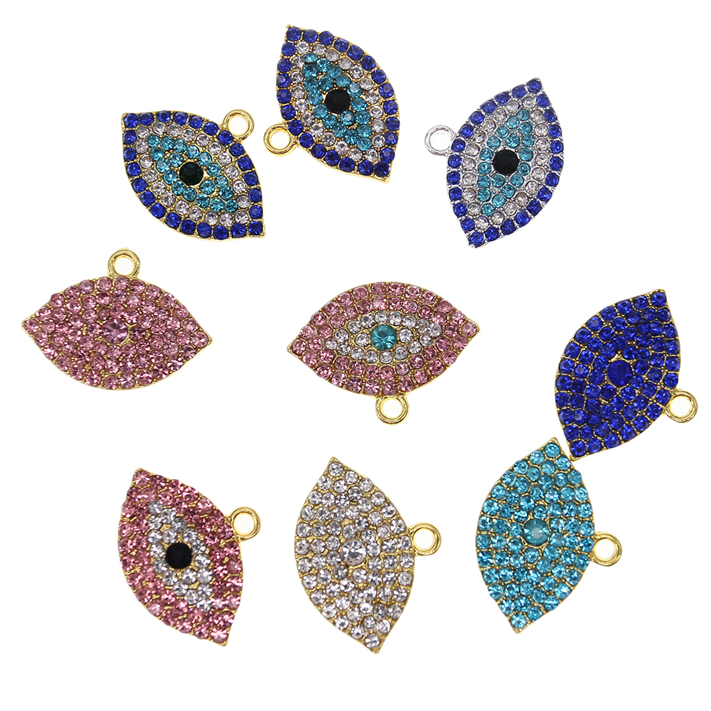 Cute Small DIY Craft Rhinestone Crystal Charms For Kids Cross Pacifier Bear Baby Stroller Evil Eye Shape Pendant Charm For Bracelet /Necklace