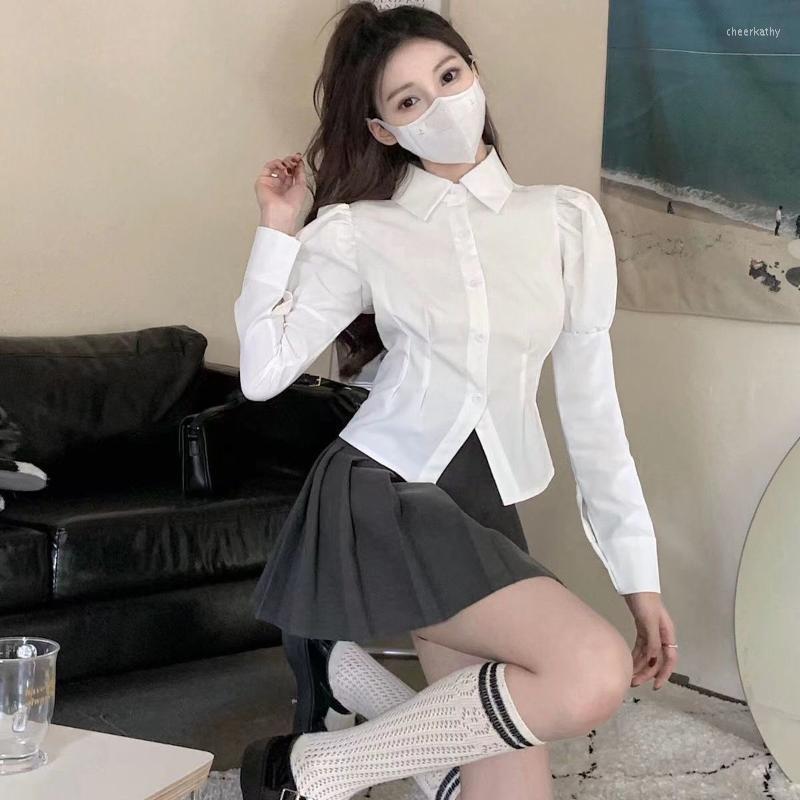 Women's Blouses & Shirts Long Sleeve Cropped Shirt For Women Girl Summer Short White Blouse Button Up Tops Clothing Korean Fashion Office La
Women's Blouses & Shirts Long Sleeve Cropped Shirt For Women Girl Summer Short White Blouse Button Up Tops Clothing Korean Fashion Office La