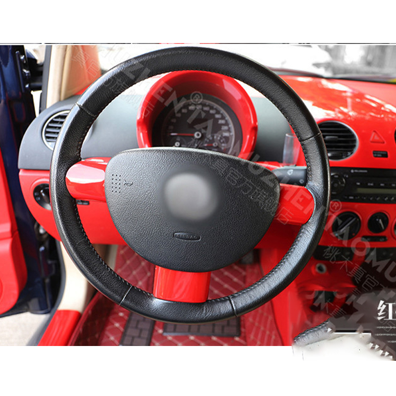 For Volkswagen Beetle 2003 04 05 06 07 08 09 10 Carbon Fiber Car Interior Steering Wheel Cover Trim Moldings Modification Parts